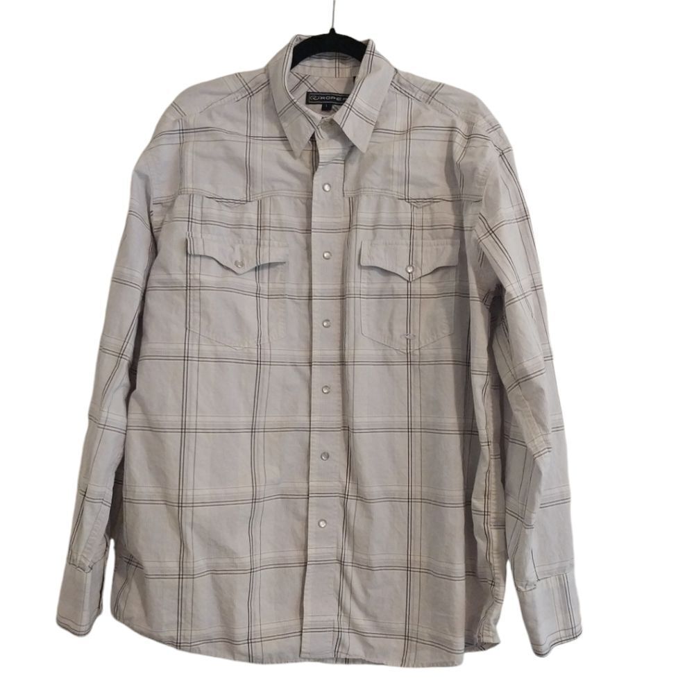 Men's button-down shirt Roper size large white black